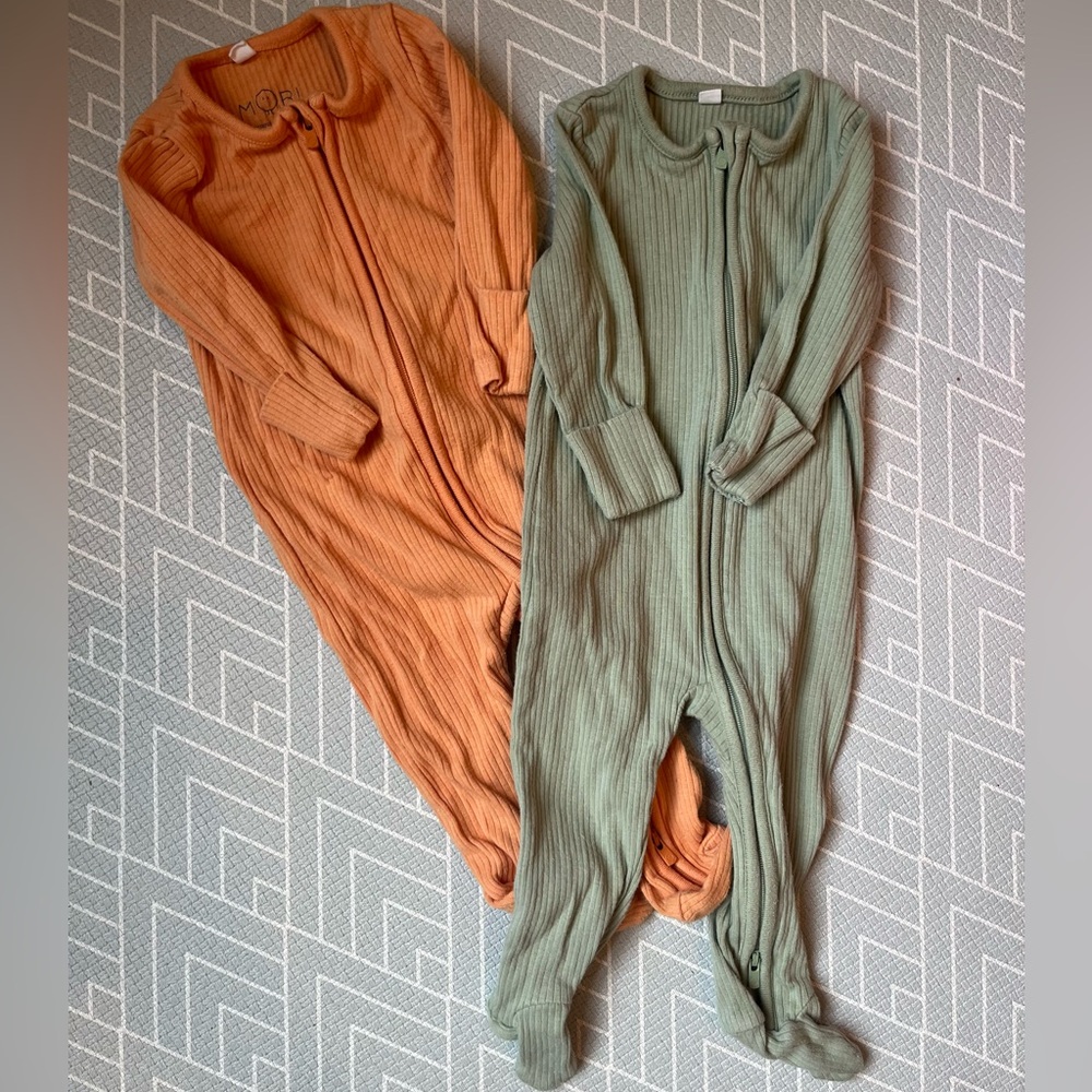 MORI ribbed  boys sleepers 3-6 mos!
